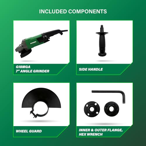Image of HIKOKI G18MGAS9Z 180 mm Ac Angle Grinder | 2600W Powerful Motor | 8400Rpm