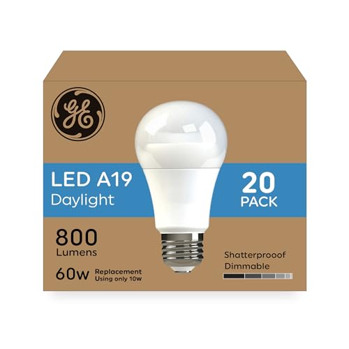 GE LED Light Bulbs, 60 Watt, Daylight, A19 (20 Pack)
