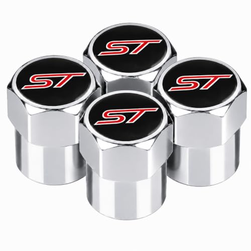 QZKJQDD Car Tyre Valve Caps,4 Tyre Caps Silver, Anodised Aluminium ST-Style