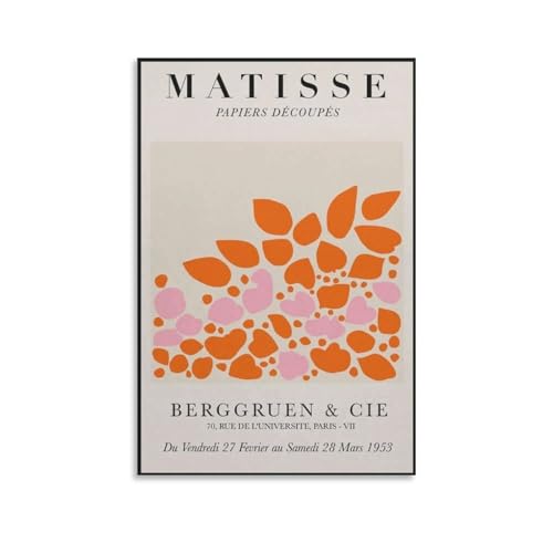 マティスカットアウトポスター、マティスリーフプリント、-マティス キャンバス アートパネル ポスター 壁アート モダン リビング ベッドルーム 部屋飾り 油彩画24x36inch(60x90cm)