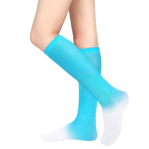 Image of Benefeet Sox Women Girls Thin Nylon Knee High Socks Long Tube Socks Unisex Soft Cozy High Calf Sock Tie Dye /Gradient