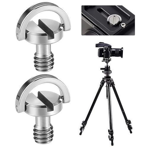 BIVYAX 2 Vis 1/4" avec Anneau D Camera Ring, Vis de Fixation pour Appareil Photo 1/4" en Acier Inoxydable, Compatible Trépied Monopode Plaque Rapide DSLR Manfrotto