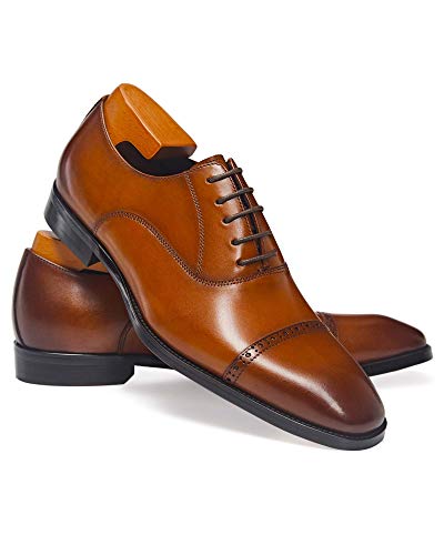 Alipasinm Men's Oxford Formal Comfortable Dress Shoes Genuine Leathers Brown #TOP2
