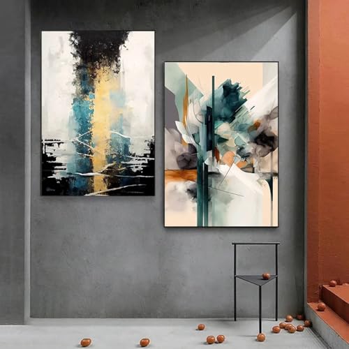 Affiche sur toile abstraite HOLEILUCK lot de 2 peintures mat sans cadre 40x60cm