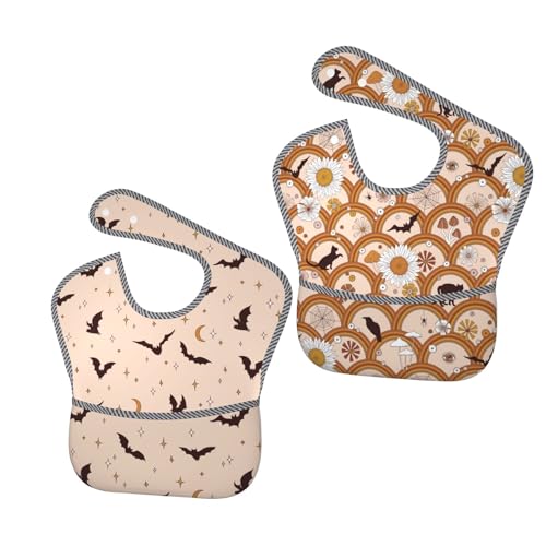 Image of Muishi Kawaii Frog Seamless Cute Baby Bibs Set Of 2 Packs For 6-24 Months Waterproof Washable Fabric For Boys Girls