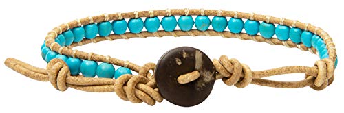 Infinityee888 Leather Bracelet Light Brown Wrap Beads Natural Stone Adjustable for Men Women Teen Yoga Handmade Bohemian Gypsy Boho3