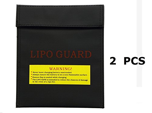 Generic Large Size RC LiPo Li-Po Battery Safety Guard Fireproof Safe Sleeve / Bag Fiber Material for Charge & Storage 23x30CM Black 2PCS
