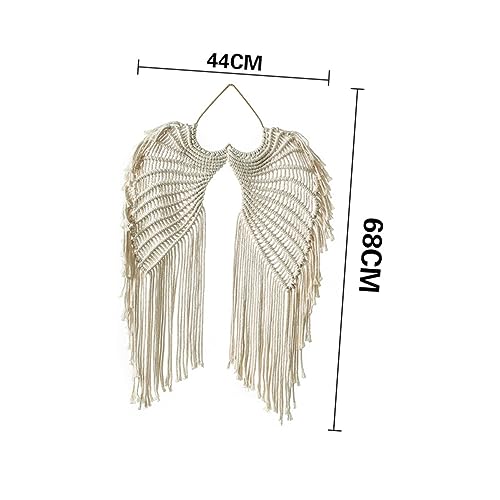 Pendentif fait main en macramé beige suspension murale aile - 4
