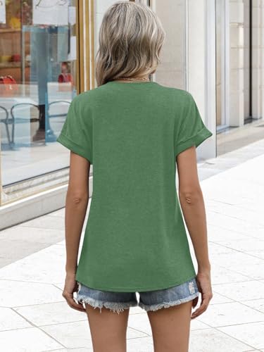 Image of EyMuse Womens Short Sleeve Henley Tops Fashion Casual V Neck Summer Tshirt | Summer Button Up Top Fashion Soft Basic Tees Blouses Spring Comfortable Classic Clothing Resort Wear for Women 2026