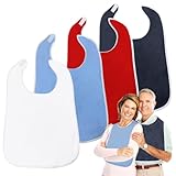 ZHAO GE 4 Pieces Baberos Adultos, Reutilizables Baberos Personas Mayores, para Ancianos y Discapacitados, Cómodo para Comer y Cuidar