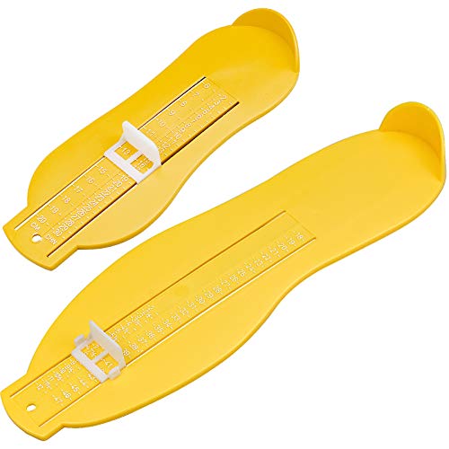 Winfred Misuratore del Piede, Leggero Scarpa Piedi Misuratore Dispositivo di Misurazione Del Piede Righello, Misuratore Piede per Scarpe, 2 Pezzi per Adulti e Bambini (giallo)