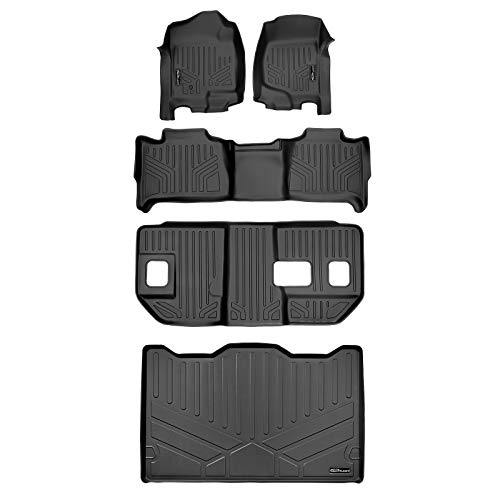MAXLINER Custom Fit Floor Mats 3 Rows and Cargo Liner Behind 3rd Row Black Compatible with 2007-2014 Suburban / Yukon XL