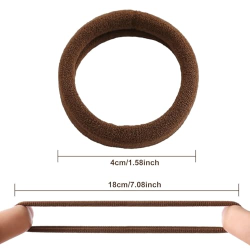 Image of Bessrung 100PCS Dark Brown Seamless Elastic Hair Ties No Damage for Women