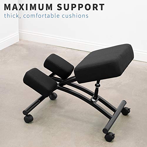 Vivo Kneeling Chair With Wheels, Adjustable Ergonomic Stool For Home And Office, Mobile Angled Posture Seat, Steel Frame & Black Cushions, Chair-K05B #TOP7