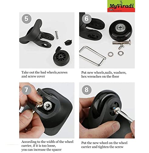 Image of Luggage Wheel Only for Replacement and Repair for VIP, Safari, Skybag, Amrican Tourister Suitcases Luggage Part (4.5 CM for 8 Wheeler (4 Pcs))