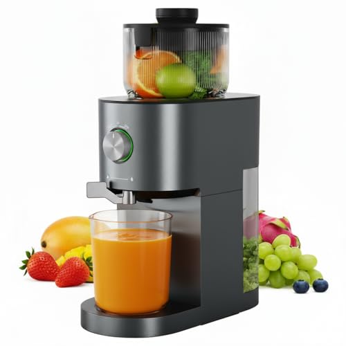 Image of Marsail Slow Masticating Cold Press Juicer Machines, High Juice Yield, Self-Feeding with 5.4” Large Chute for Whole Vegetables & Fruits, Reverse Function