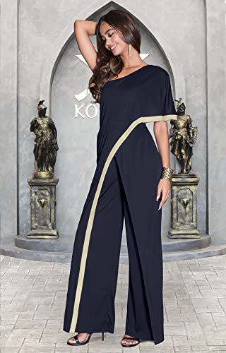 Image of KOH KOH Womens 2026 One Off Shoulder Asymmetric Long Pant Jumpsuit Romper