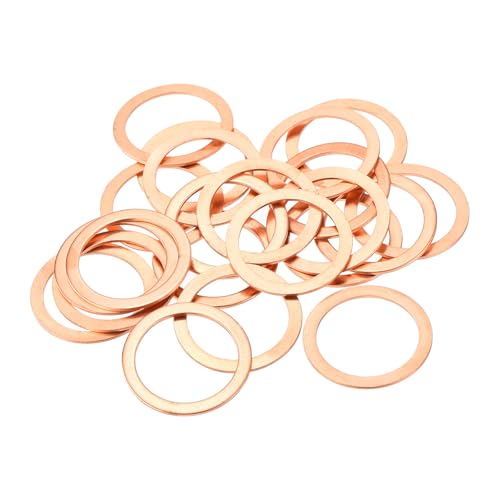 QUARKZMAN 22 Pièces Rondelles Plates en Cuivre, Rondelles d'Écrasement Plates Métriques en Cuivre Amélioré de 21x27x1mm pour Raccords Hydrauliques Vis Écrou Réparation Électronique