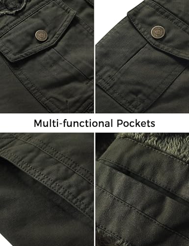 Image of WenVen Men's Military Jacket Fleece Lined Winter Puffer Coat Cotton Windbreaker Parka