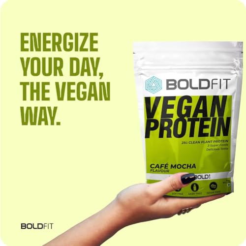 Image of Boldfit Plant Based Protein Powder For Men & Women - Vegan Plant Protein Powder For Men & Women - Supports Metabolism, Immunity & Antioxidant - Cafe Mocha 500Gm