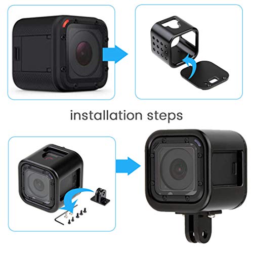 Cnc Aluminum Alloy Housing Sport Camera Shell Box Frame Mount Prevent Overheating Case For Gopro Hero 5 Session/Hero 4 Session(Black) #TOP5