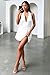 GOKATOSAU Women's Halter Deep V Neck Flowy Chiffon Bow Tie Backless Summer Mini Dress White