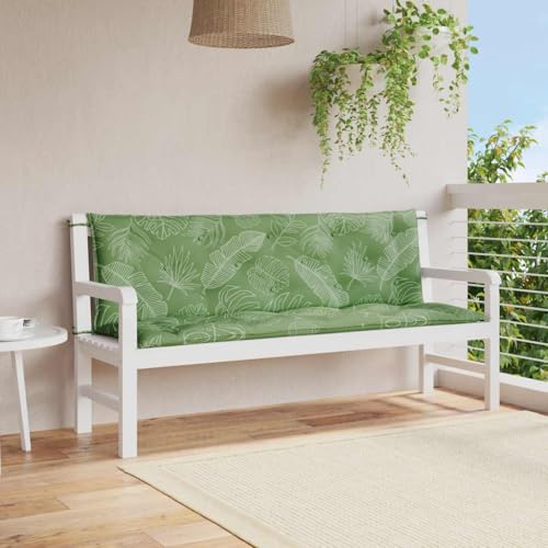 Coussin assise dossier imperméable pour banc extérieur 150x50 cm motif vert - 3
