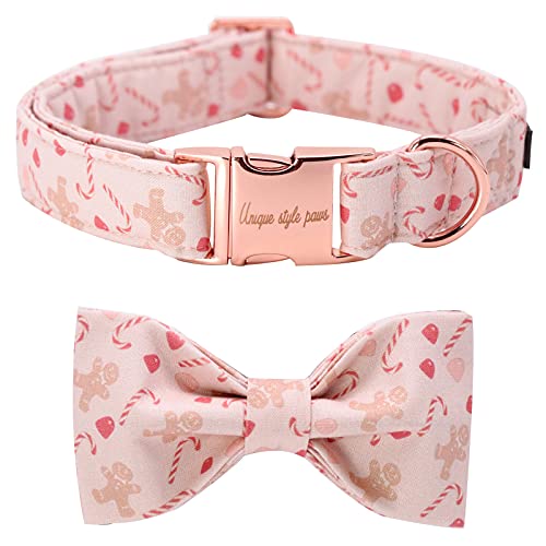 Unique style paws Dog Collar, Pet Collar Dog Bowtie Gift for Girl or Boy Dogs, Christmas Gingerbread Man Adjustable Dog Collar for Small Dogs