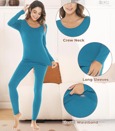Image of NACHILA Thermal Underwear for Women-Viscose Made from Bamboo,Soft Long Johns Set Base Layer Pajamas Set Long Sleeve Pjs