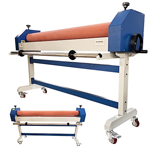 EQCOTWEA 63in/1600mm Manual Cold Laminator Machine Wide Format Cold Laminating Machine for Vinyl, Photos, Posters & School Projects, Max 1in Thickness, Rubber Rollers, Hand-Operated Roll Laminator