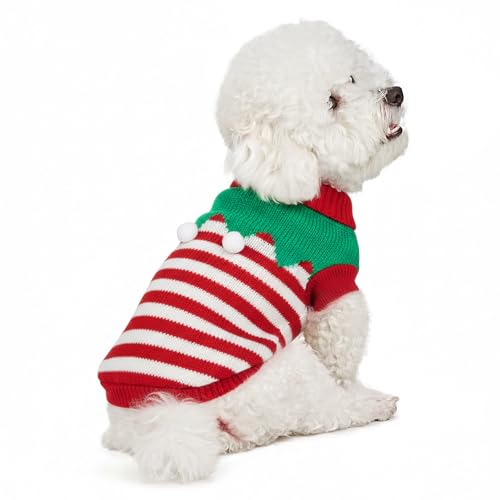 Supet Hundepullover Winter für kleine Grosse Hunde – Weicher gestrickter Hundepulli mit hohem warm, elastisch, Hundemantel für Dackel, Französische Bulldogge, XS-XXL, Weihnachten & Alltag(XS)