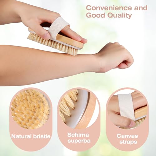 Blendura Trockenbürste Körperbürste Dry Brush Natürliche Borsten Badebürste zum Entfernen abgestorbener Haut, Peeling Bürste