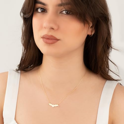 Tiny Gold Bat Necklace, 925 Sterling Silver 14K Gold Plated - Cute Spooky Bat Jewelry, Perfect Halloween Gifts, Minimalist Gothic Charm4