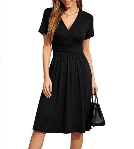Neteson Vestido Verano Mujer Manga Corta Elegante Vestidos Largo Cuello en V Vestido Floral Casual con Bolsillos Dress para Playa Vacaciones Fiesta