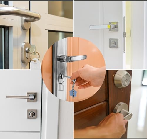 Hengsong Schließzylinder 30/30 Zylinderschloss,mit 8 Schlüssel,Profilzylinder für Haustür,Türzylinder für Haustür,Türschloss Innentür,ca.6cmx1.5xmx3cm,Silber