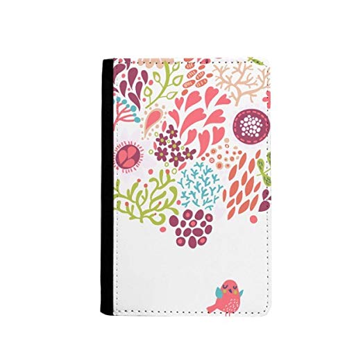 Sac à main portefeuille de voyage oiseaux fleurs pour passeport et cartes bancaires