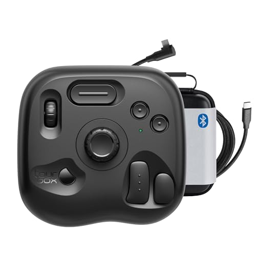 TourBox Lite Bluetooth - Compact Editing Keyboard, Artists Drawing Tablet Keypad, Works with Clip Studio Paint & More, Creative Console with Custom Software, Cable, Travel Bag - Wireless Kit