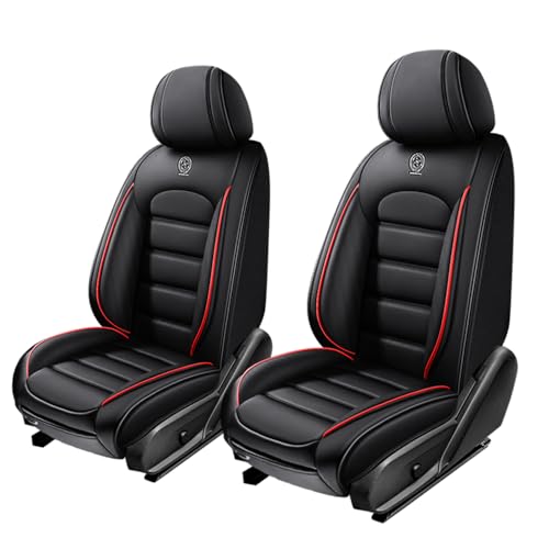 Image of 2 Seat Covers for Hyundai Santa Fe XL 2001-2024,Premium Nappa Leather Car Seat Covers Car Seat Cushions,Waterproof Soft Seat Covers for Cars,Interior Accessories with Airbag（Standard-Black&Red）