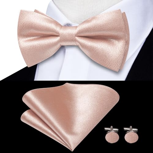 Image of Dubulle Suspender and Bow Tie for Men Paisley Solid Mens Suit Braces Pretied Bowtie and Handkerchief Cufflinks Formal Wedding