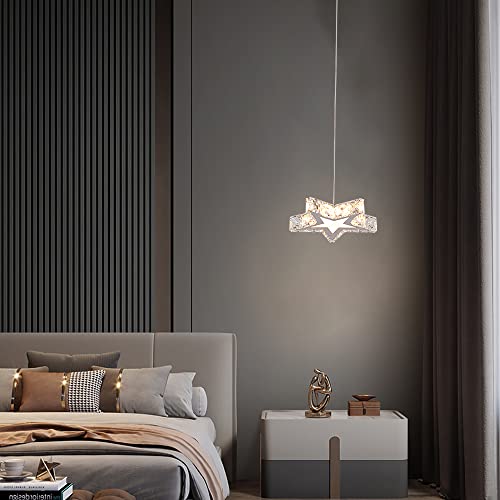 Modern Led Crystal Chandelier Light, Polygon Star Crystal Pendant Ceiling Light Fixture Flush Mounted Stainless Steel Chandelier Lighting Fixtures For Kid Bedroom Living Room (Warmwhite, 1Light) #TOP7