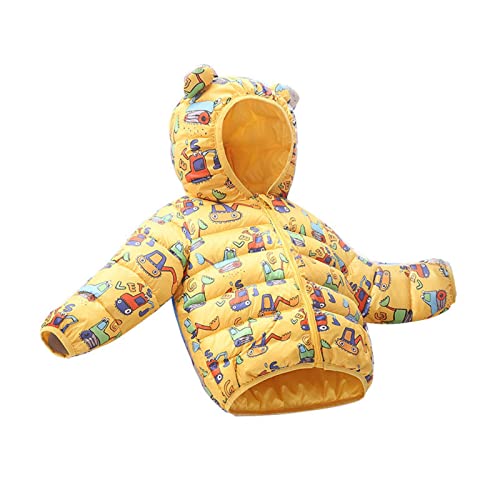 Toddler Kids Baby Boys Girls Cartoon Letter Bear Ears Coats Hooded Padded Outwear Winter Warm (Yellow, 12-18 Months)