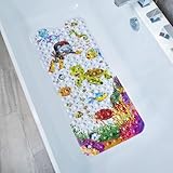 Alfombra Antideslizante Bañera, 100 x 40 cm Alfombra Ducha Antideslizante Infantil con 200 Ventosas Fuertes, Resistente al Moho, Sin BPA, Lavable a Máquina (Tortuga Marina)