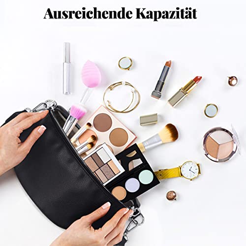 Aucenix Bauchtasche Damen Crossbody Bags - Gürteltasche Handtasche mit Breiter Gurt für Mädchen, Mode Hüfttasche mit verstellbarem Riemen, Stylisch Crossbag mit Premium PU Leder (Schwarz)