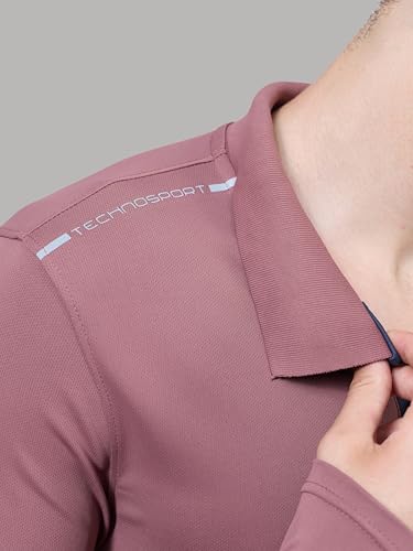 Image of TECHNOSPORT Men's Solid Full Sleeve Polo T-Shirt TECHNOCOOL+ Quick Dry Slim Fit Sports Tee for Travel Casual Smart Wear UPF50+ Anti Odour