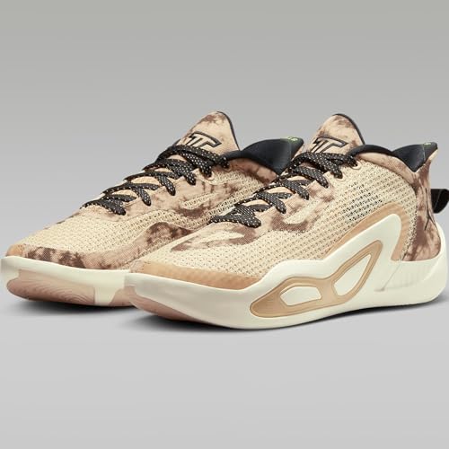 NIKE Jordan Tatum 1 Big Kids' Basketball Shoes (DX5359-200, Fossil/Sesame/Electric Green/Black) Size 4.53