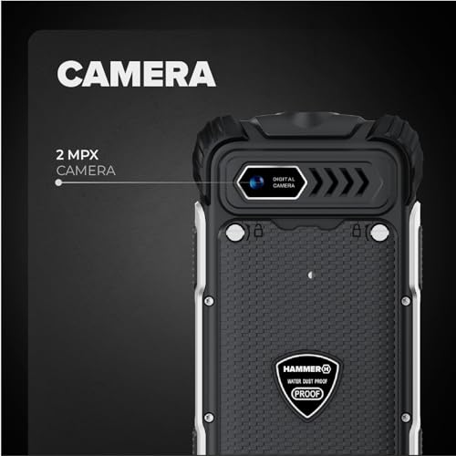 Hammer H Power Plus LTE Outdoor Handy ohne Vertrag, 4000mAh Akku, 128MB Memory, 64MB RAM, 2,8\ IPS Display, große Tasten, Taschenlampe, 2 MP Kamera, FM-Radio, USB-C, Dual SIM Nano, Schwarz