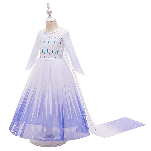 Lonea Princess Elsa Costume For Girls Toddler Princess Dress Up With Accessories Party Christmas Cosplay Queen Snow Dress (White, 2-3 Years) #TOP1
