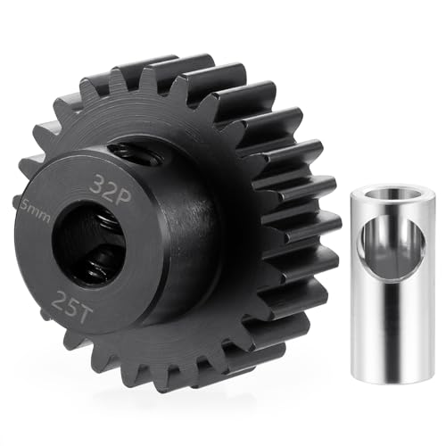 BRKRC Steel 32P 5mm Pinion Gear 25T 26T 28T 29T 30T 31T 32T 33T 34T 35T 36T 37T 38T Motor Gears for 1/10 1/8 RC Car Parts (25T)