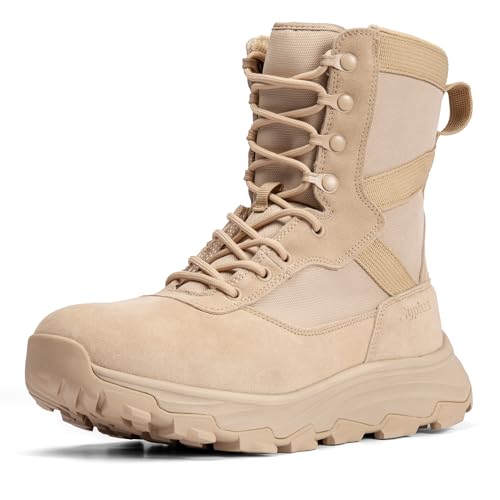 Flyplus Men's Military Tactical Work Boots Side...