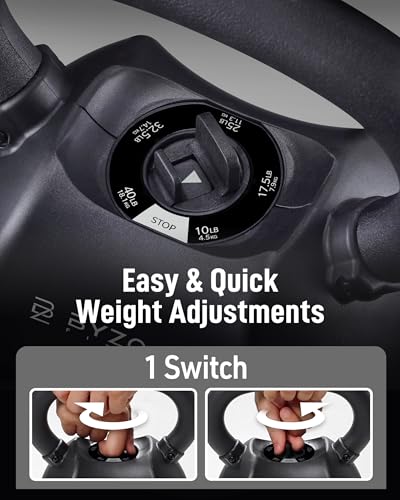 Image of BYZOOM FITNESS Pure Series Adjustable Kettlebell 30 /40 /50LB - 5-IN-1 Weight Change, Patented Quick-Change Machenism, Ergonomic Curved Handle for Home Gym, Strength Training, HIIT, White OR Black